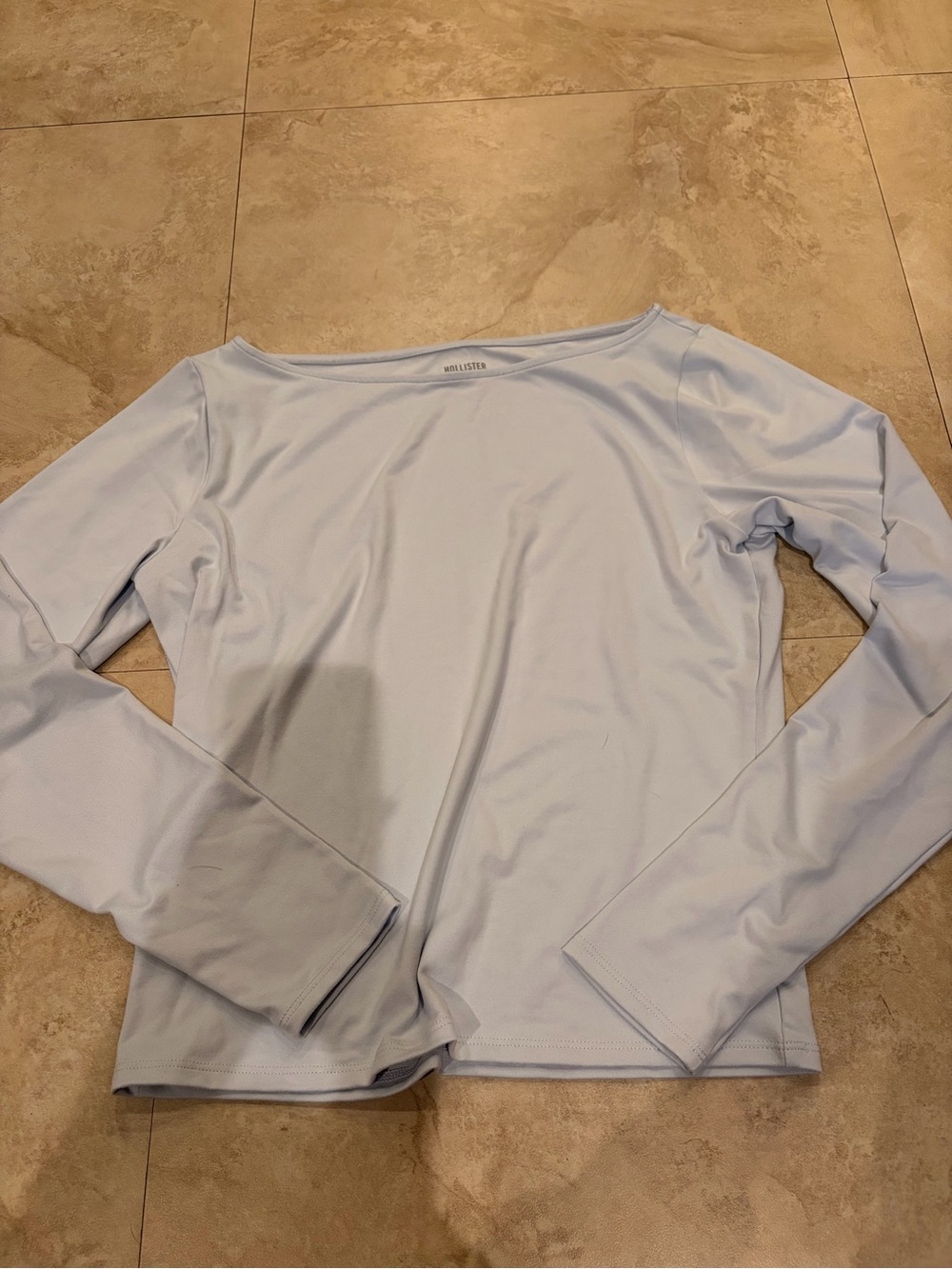 Hollister Light Blue Long-Sleeve Boatneck Top